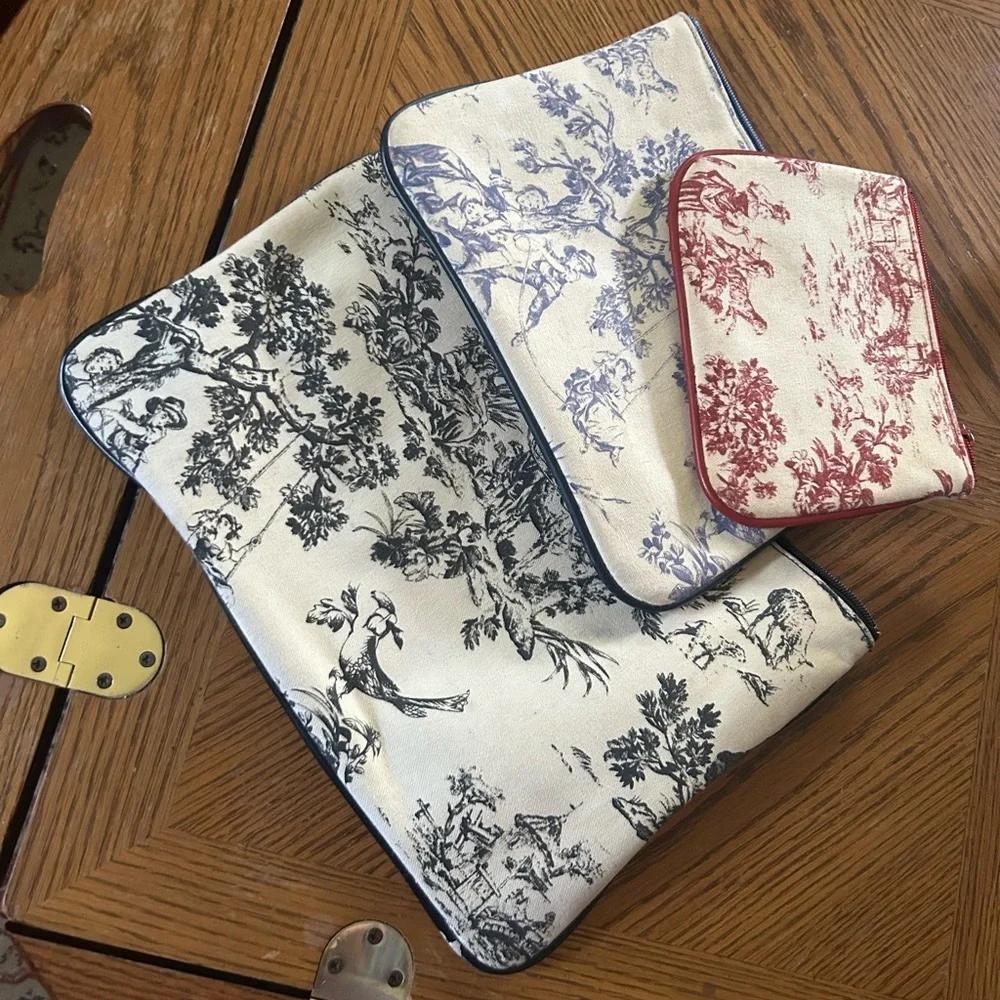 Toile Print Pouch Set